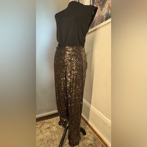 Gold Sequin Harem pants for a Night Out